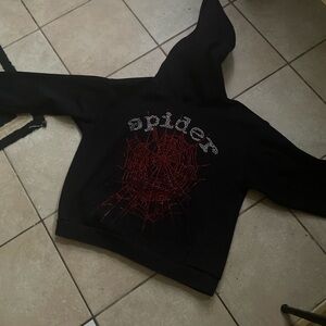 Black and red Sp5der hoodie